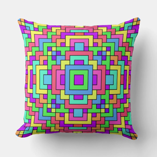 Colourful Tiles Throw Pillow (Front)