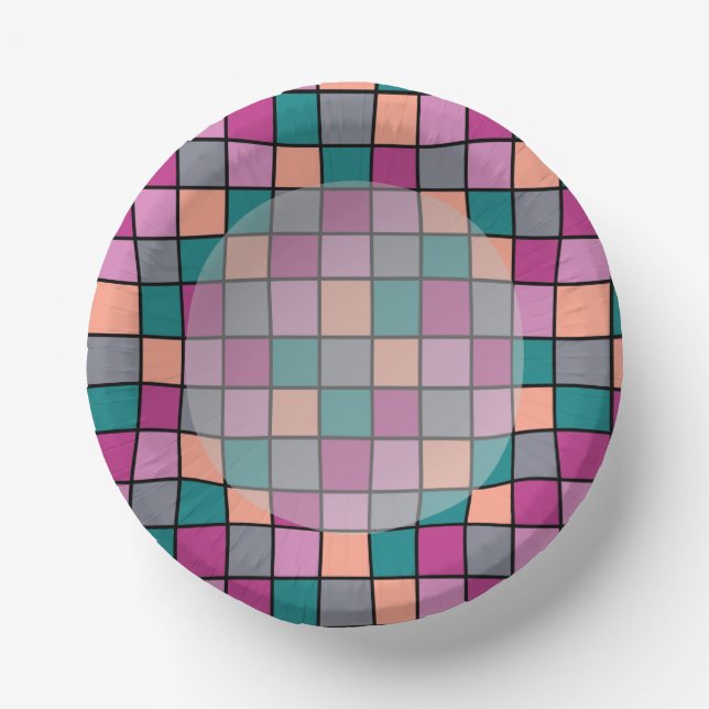 Colourful Tiles with Lighter Main Area Paper Plate (Front)