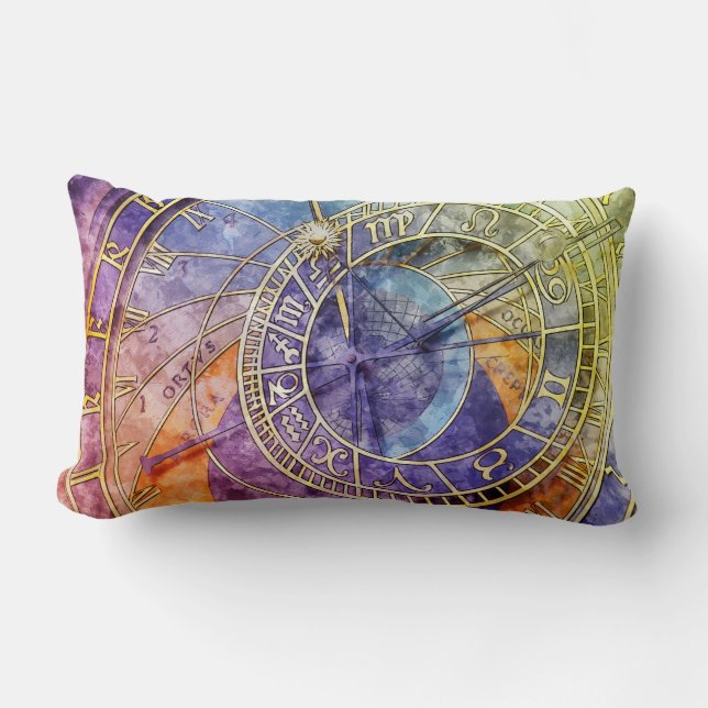 Colourful Time Astrology Abstract Lumbar Pillow (Front)