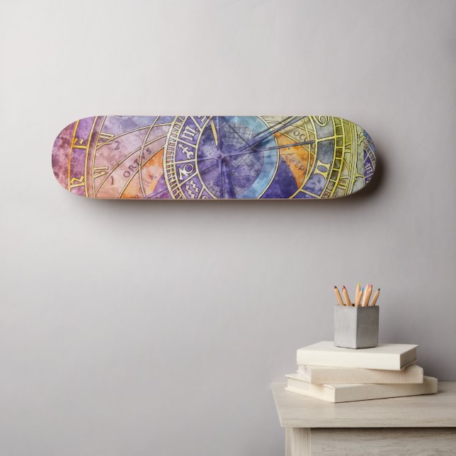 Colourful Time Astrology Abstract  Skateboard (Wall Art (Horz))