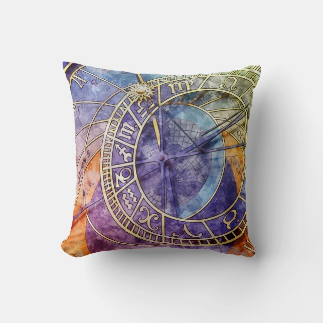 Colourful Time Astrology Abstract Throw Pillow (Front)