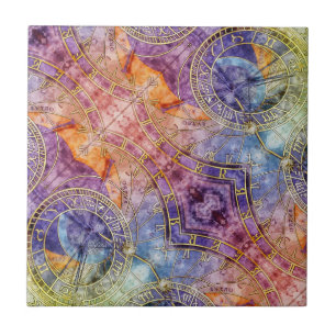 Colourful Time Astrology Abstract Tile