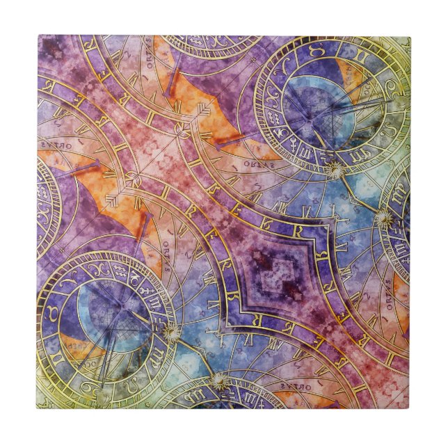 Colourful Time Astrology Abstract Tile (Front)