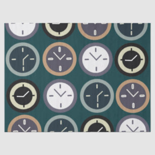 Colourful Time Clock Pattern Watchmaker Birthday Tissue Paper