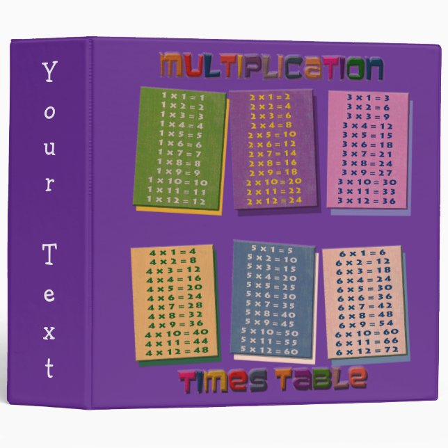Colourful Times Table Binder Fun Kids Teacher (Front/Spine)