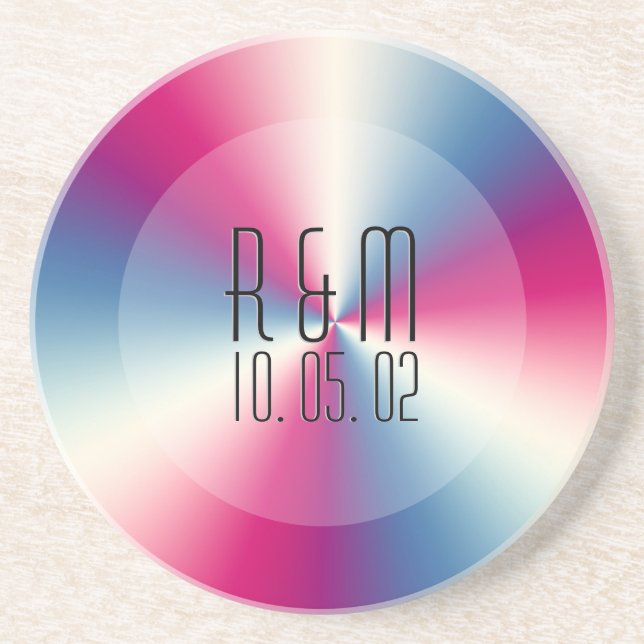 Colourful Tint Stainless Steel Look Monogram Coaster (Front)