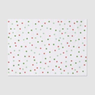 Colourful Tiny Red & Green Circles on White Patter Tissue Paper