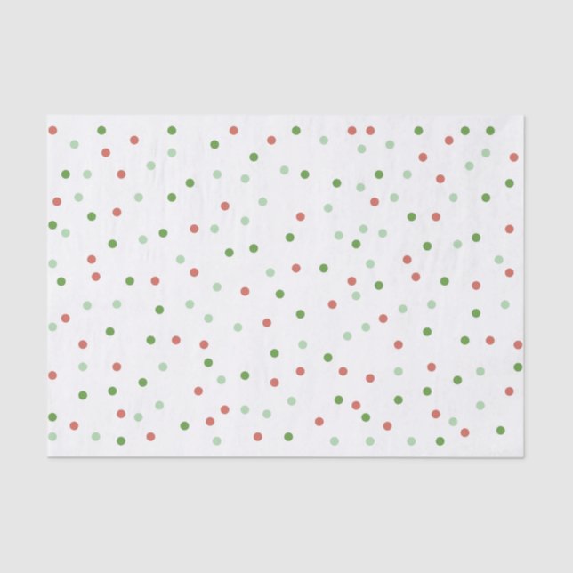 Colourful Tiny Red & Green Circles on White Patter Tissue Paper (Front)