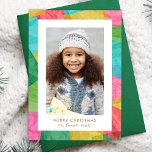 Colourful Tissue Paper Vertical Christmas Photo Holiday Card<br><div class="desc">This fun, bright Christmas holiday card features a vertical oriented photo template and a colourful tissue paper design. The tissue paper is overlapped and has an almost decoupage look. The back of the card contains a matching tissue paper design of overlapping Christmas trees. This playful card evokes a sense of...</div>