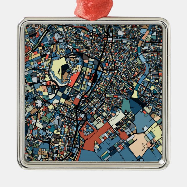 Colourful Tokyo Map Metal Ornament (Front)