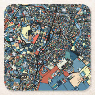Colourful Tokyo Map Square Paper Coaster
