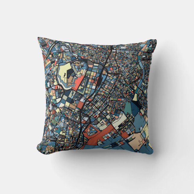 Colourful Tokyo Map Throw Pillow (Front)