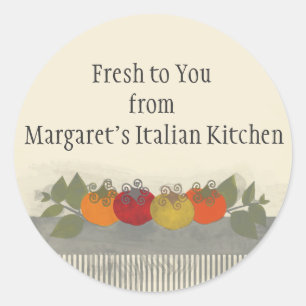 Colourful tomatoes basil gift tags food stickers