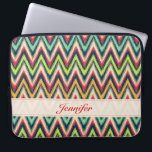 Colourful Tones Retro Chevron Pattern Monogram Laptop Sleeve<br><div class="desc">Colourful retro chevron seamless pattern with customizable and optional monogram.  Available on other products.</div>