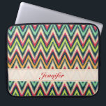 Colourful Tones Retro Chevron Pattern Monogram Laptop Sleeve<br><div class="desc">Colourful retro chevron seamless pattern with customizable and optional monogram.  Available on other products.</div>