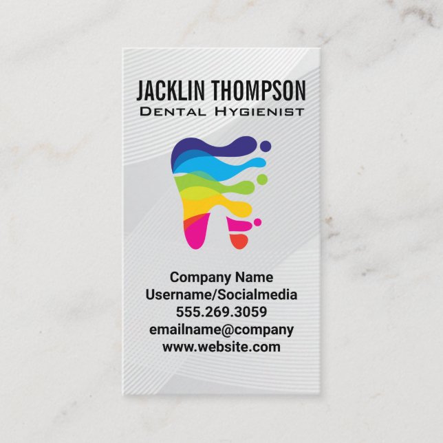 Colourful Tooth Logo | Dental Professional Business Card (Front)