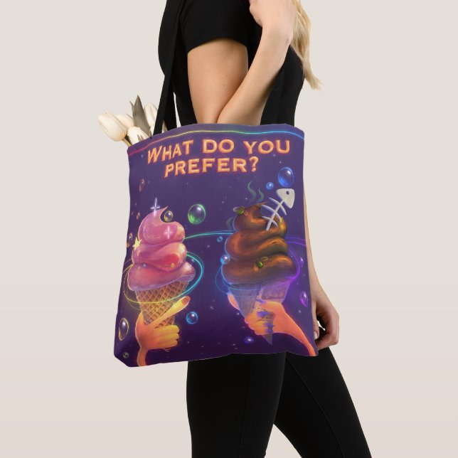 Colourful tote with motivational ice cream  bag (Close Up)