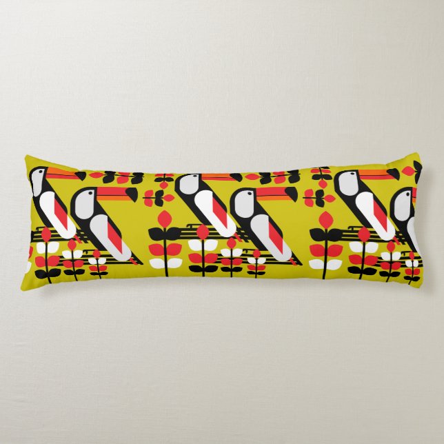 Colourful Toucan Artwork Body Pillow (Front)