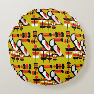 Colourful Toucan Artwork Round Pillow