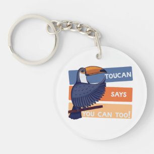 Colourful Toucan Bird with Positive Message Keychain