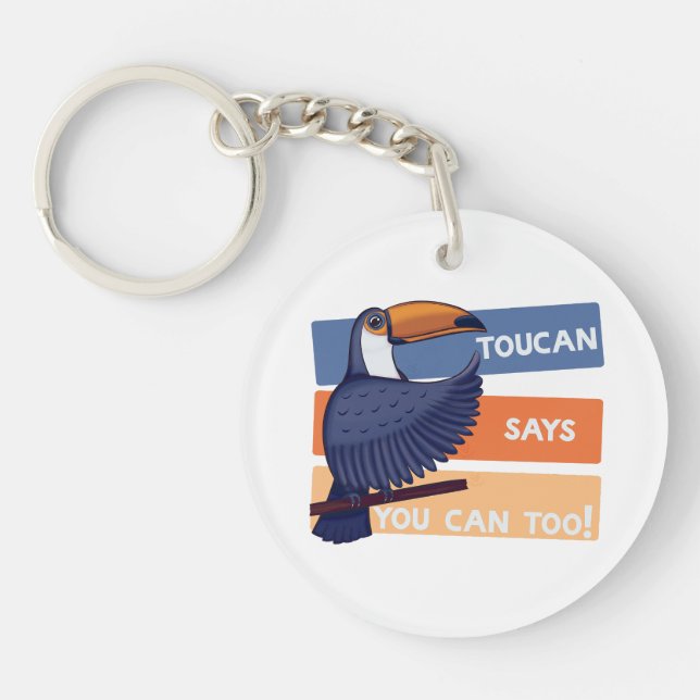 Colourful Toucan Bird with Positive Message Keychain (Front)