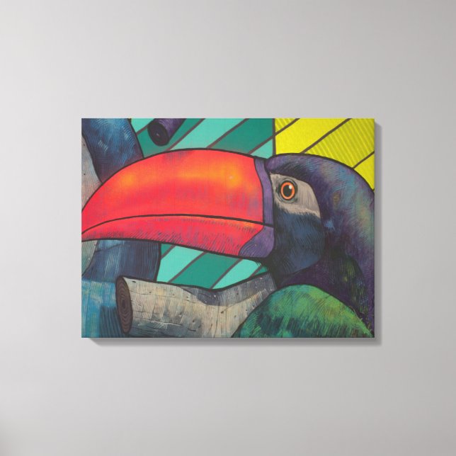 Colourful Toucan Graffiti Canvas Print (Front)