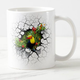 Colourful Toucan Looking Through Wall Portal Coffee Mug