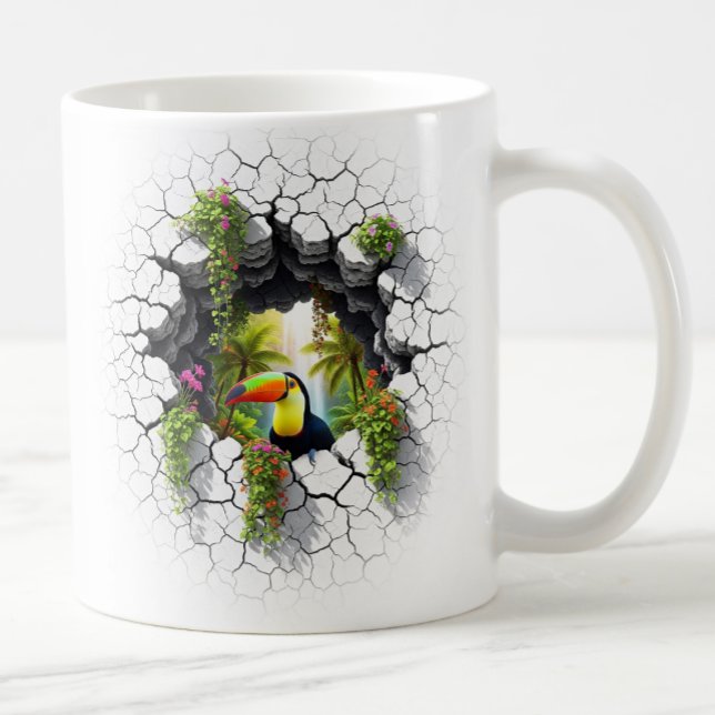 Colourful Toucan Looking Through Wall Portal Coffee Mug (Creator Uploaded)