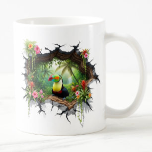 Colourful Toucan Looking Through Wall Portal Coffee Mug