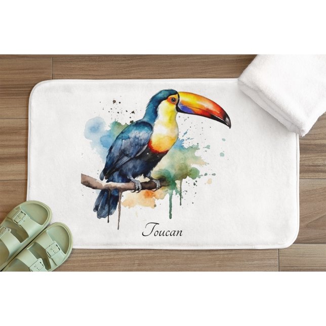colourful toucan sitting on a  branch bath mat (Creator Uploaded)