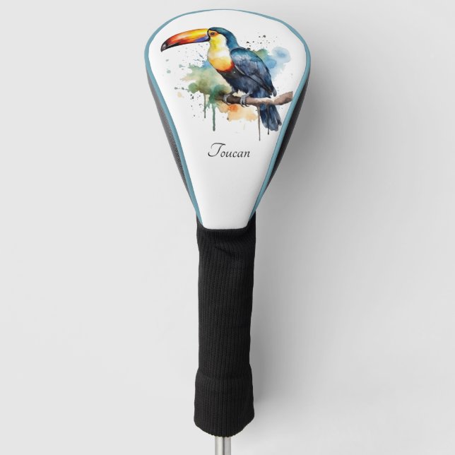 colourful toucan sitting on a  branch golf head cover (Front)