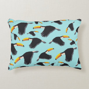 Colourful Toucan Tropical Bird Pattern Accent Pillow