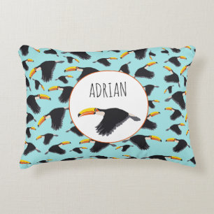Colourful Toucan Tropical Bird Pattern Accent Pillow