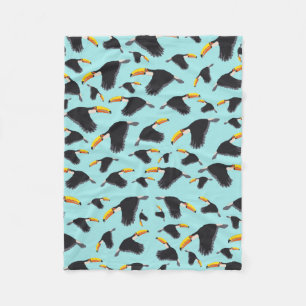 Colourful Toucan Tropical Bird Pattern Fleece Blanket