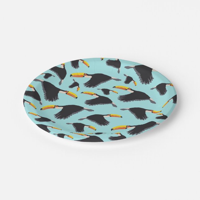 Colourful Toucan Tropical Bird Pattern Paper Plate (Angled)