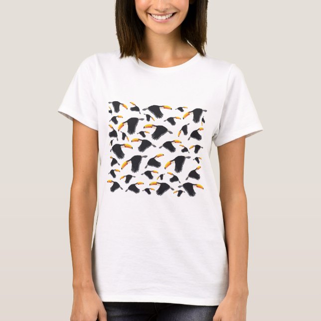 Colourful Toucan Tropical Bird Pattern T-Shirt (Front)