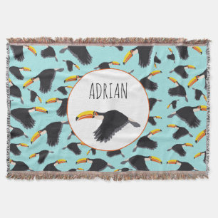 Colourful Toucan Tropical Bird Pattern Throw Blanket
