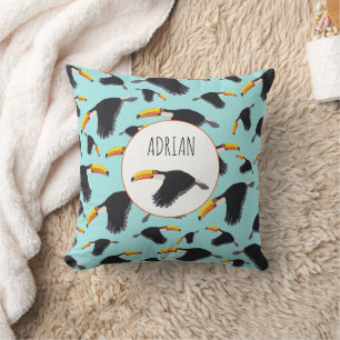 Colourful Toucan Tropical Bird Pattern Throw Pillow