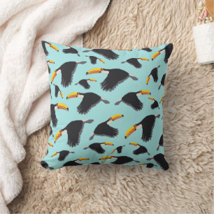 Colourful Toucan Tropical Bird Pattern Throw Pillow