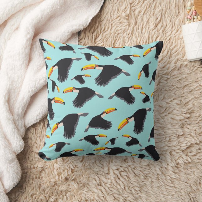 Colourful Toucan Tropical Bird Pattern Throw Pillow (Blanket)