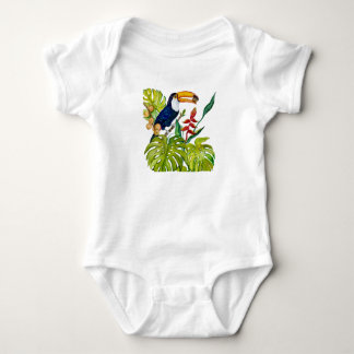 Colourful Toucan Watercolor Tropical Bird Baby Bodysuit