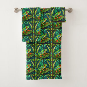 Colourful towels and washcloth 
