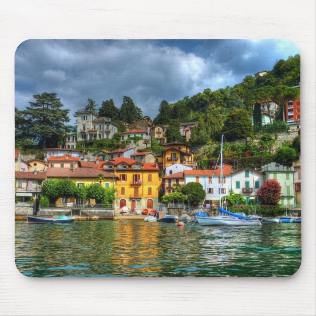 Colourful town off Lake Como Mouse Pad (Front)