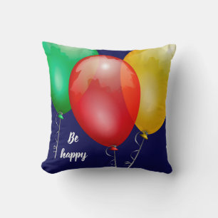 Colourful toy balloons funny keep calm be happy throw pillow