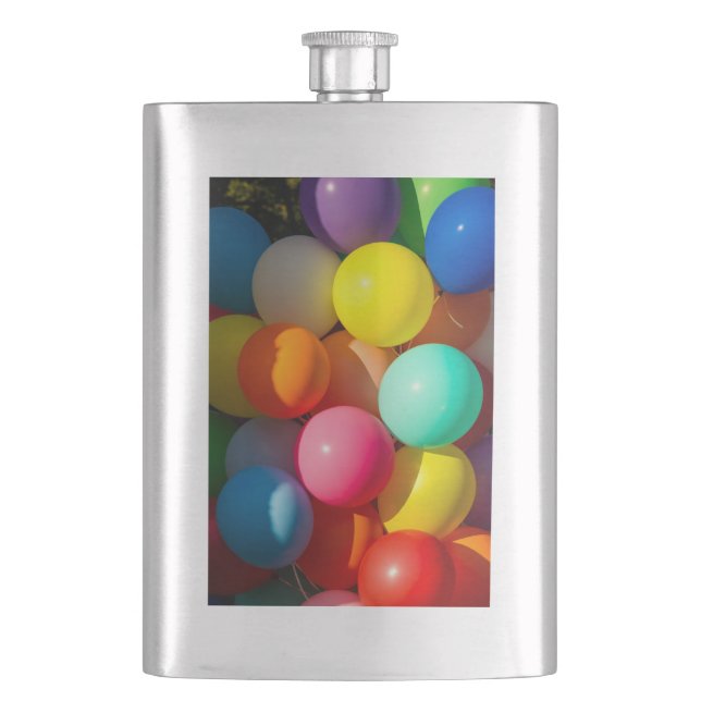 Colourful Toy Balloons Hip Flask (Front)