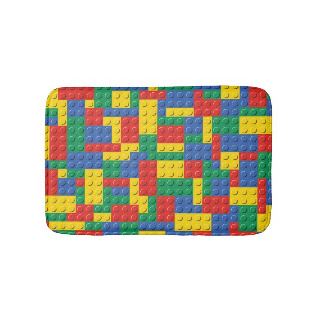 Colourful Toy Building Blocks Background Pattern Bath Mat (Front)