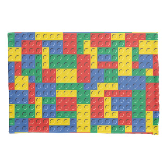 Colourful Toy Building Blocks Background Pattern Pillowcase (Front)