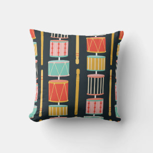 Colourful Toy Drums Seamless Pattern Throw Pillow