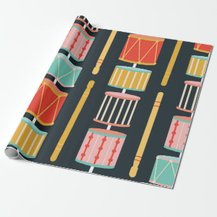 Colourful Toy Drums Seamless Pattern Wrapping Paper