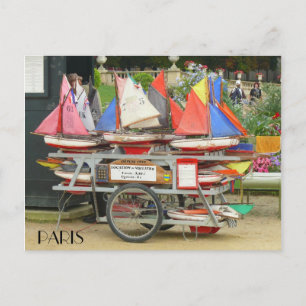 Colourful Toy Sailboats Luxembourg Gardens Paris Postcard
